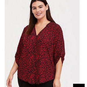 Torrid Harper Red Leopard Button Blouse